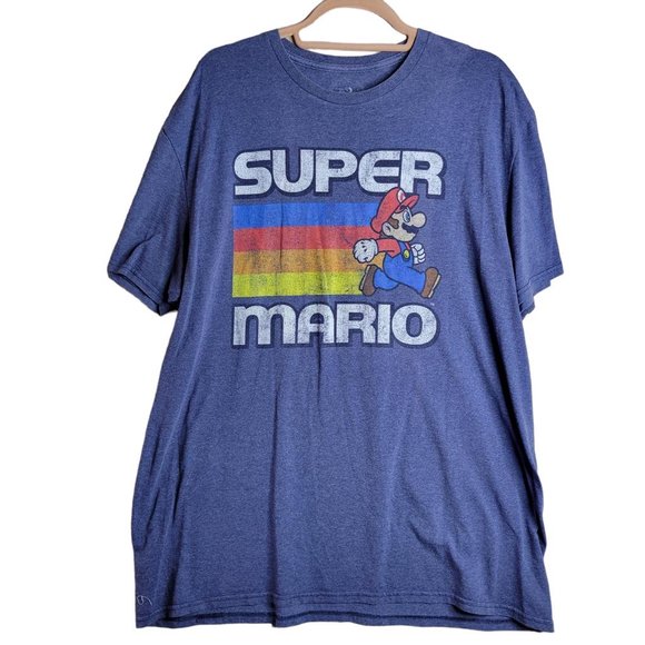 Nintendo Other - Super Mario Bros Arcade Game Blue Gray Graphic Tee Men Size XL